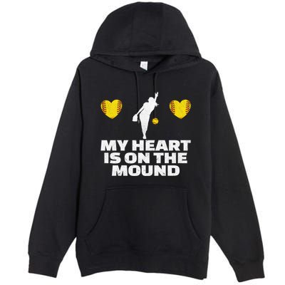 Fastpitch Mom Grandma Funny Softball Pitcher Gift Premium Pullover Hoodie