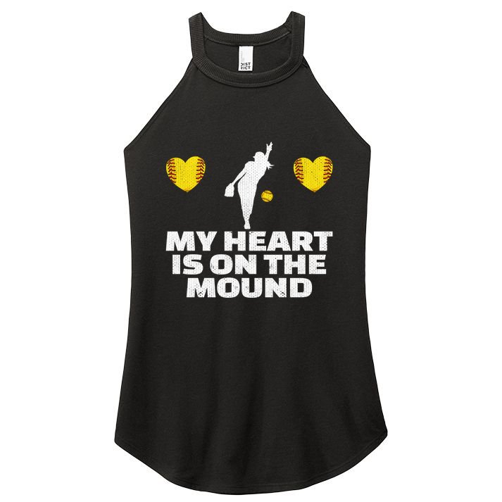 Fastpitch Mom Grandma Funny Softball Pitcher Gift Women's Perfect Tri Rocker Tank