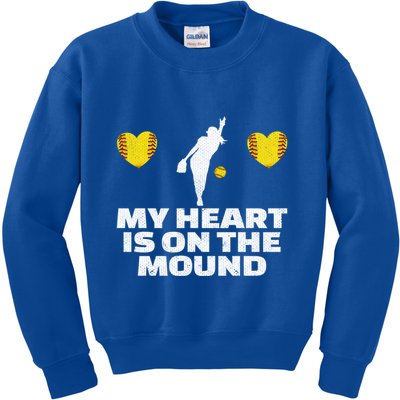 Fastpitch Mom Grandma Funny Softball Pitcher Gift Kids Sweatshirt