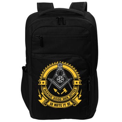 Freemason Making Good Better Mason So Mote It Be Masonic Impact Tech Backpack