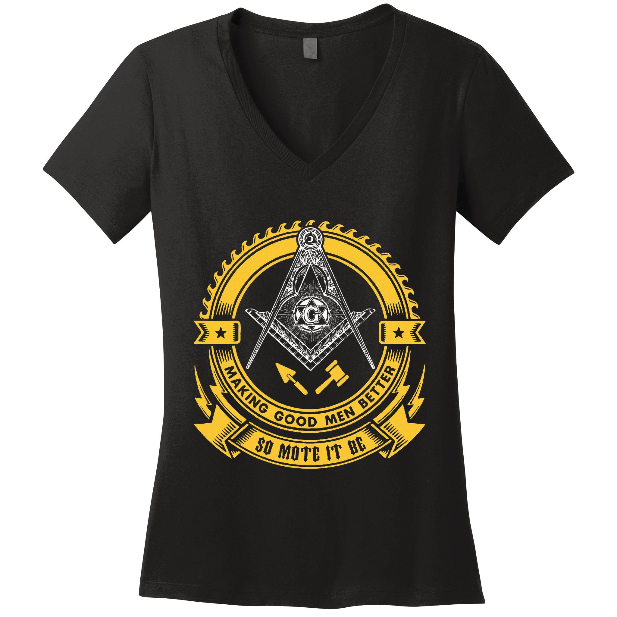 Freemason Making Good Better Mason So Mote It Be Masonic Women's V-Neck T-Shirt