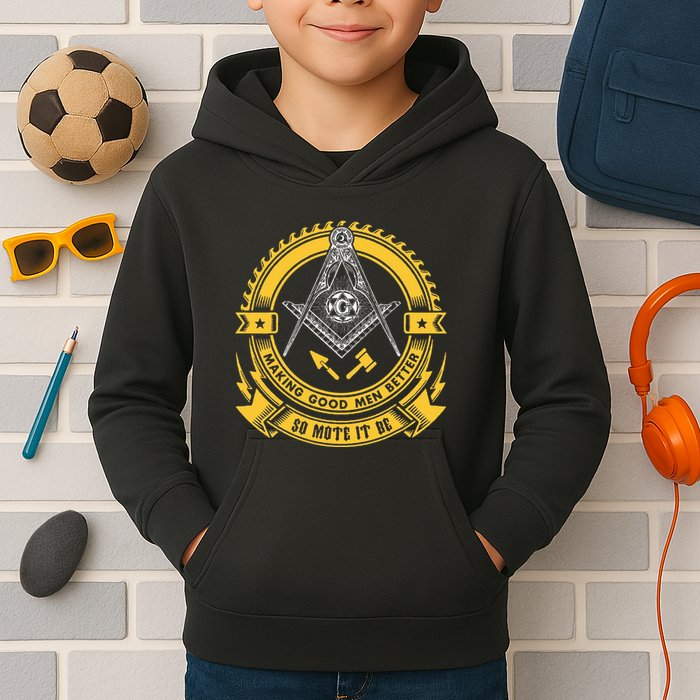 Freemason Making Good Better Mason So Mote It Be Masonic Kids Hoodie