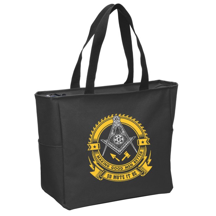 Freemason Making Good Better Mason So Mote It Be Masonic Zip Tote Bag