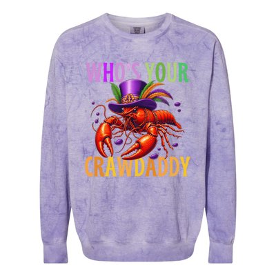 Funny Mardi Gras Crawfish With Beads And Feathers Colorblast Crewneck Sweatshirt