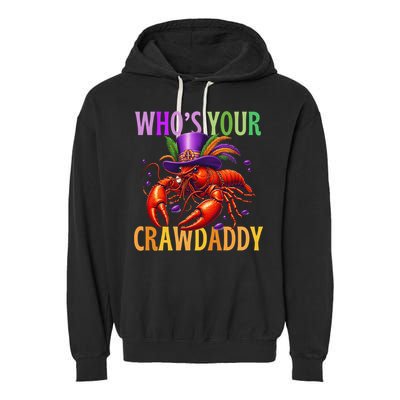Funny Mardi Gras Crawfish With Beads And Feathers Garment-Dyed Fleece Hoodie