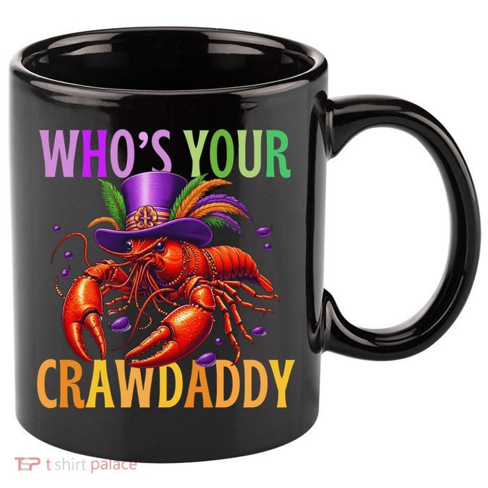 Funny Mardi Gras Crawfish With Beads And Feathers 11oz C Handle Ceramic Mug