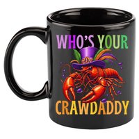 Funny Mardi Gras Crawfish With Beads And Feathers 11oz C Handle Ceramic Mug