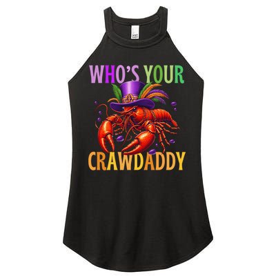 Funny Mardi Gras Crawfish With Beads And Feathers Women's Perfect Tri Rocker Tank
