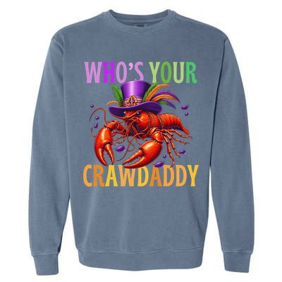 Funny Mardi Gras Crawfish With Beads And Feathers Garment-Dyed Sweatshirt