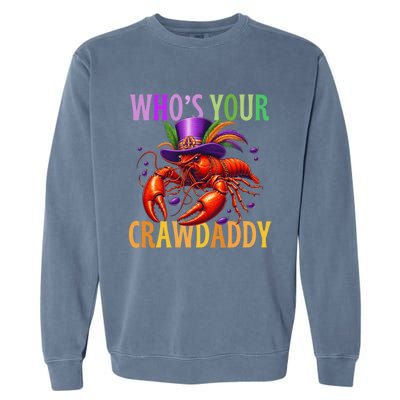 Funny Mardi Gras Crawfish With Beads And Feathers Garment-Dyed Sweatshirt