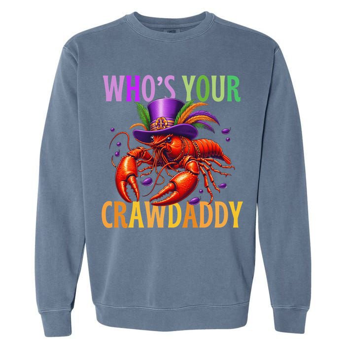 Funny Mardi Gras Crawfish With Beads And Feathers Garment-Dyed Sweatshirt