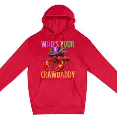 Funny Mardi Gras Crawfish With Beads And Feathers Premium Pullover Hoodie