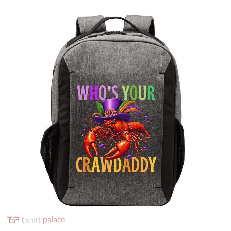 Funny Mardi Gras Crawfish With Beads And Feathers Vector Backpack