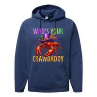 Funny Mardi Gras Crawfish With Beads And Feathers Performance Fleece Hoodie