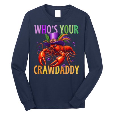 Funny Mardi Gras Crawfish With Beads And Feathers Long Sleeve Shirt