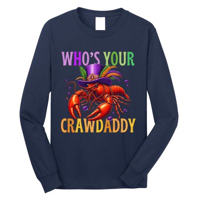 Funny Mardi Gras Crawfish With Beads And Feathers Long Sleeve Shirt