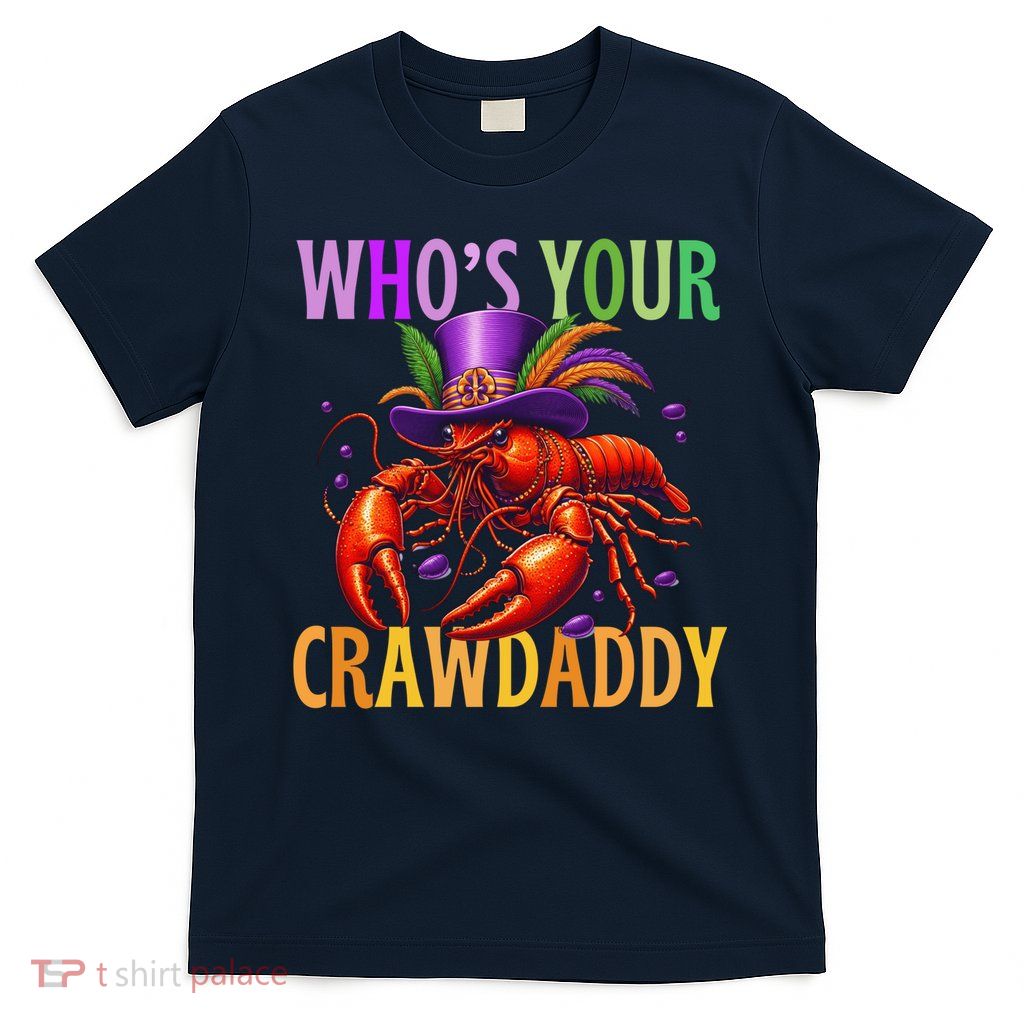 Funny Mardi Gras Crawfish With Beads And Feathers T-Shirt