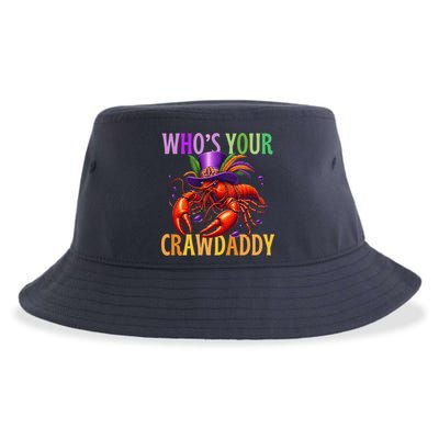Funny Mardi Gras Crawfish With Beads And Feathers Sustainable Bucket Hat
