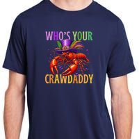 Funny Mardi Gras Crawfish With Beads And Feathers Adult ChromaSoft Performance T-Shirt