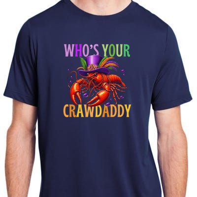 Funny Mardi Gras Crawfish With Beads And Feathers Adult ChromaSoft Performance T-Shirt