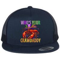 Funny Mardi Gras Crawfish With Beads And Feathers Flatbill Hat