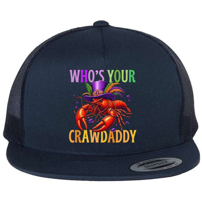 Funny Mardi Gras Crawfish With Beads And Feathers Flatbill Hat