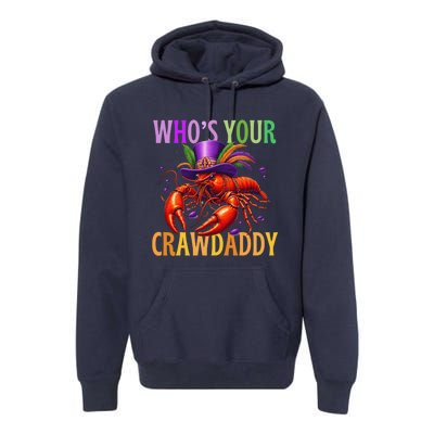 Funny Mardi Gras Crawfish With Beads And Feathers Premium Hoodie