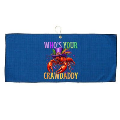 Funny Mardi Gras Crawfish With Beads And Feathers Large Microfiber Waffle Golf Towel