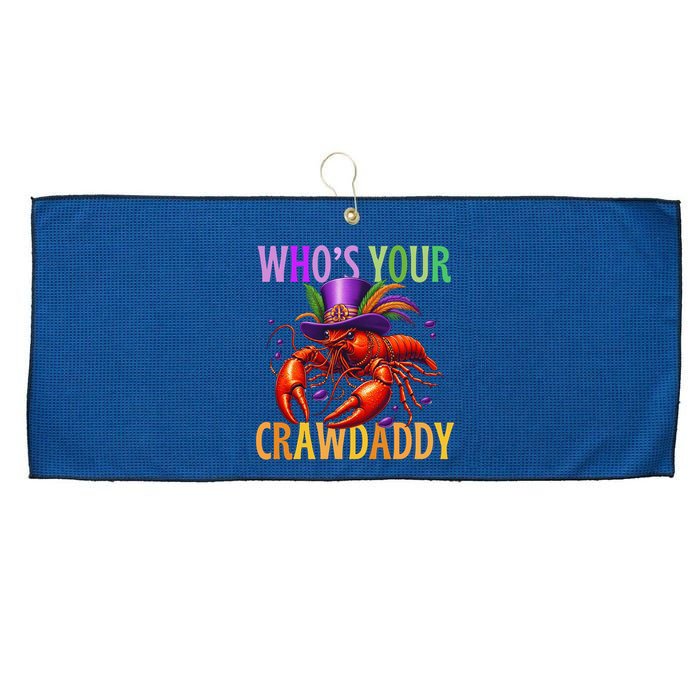 Funny Mardi Gras Crawfish With Beads And Feathers Large Microfiber Waffle Golf Towel