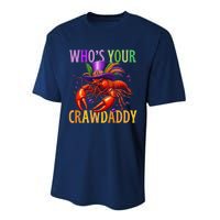 Funny Mardi Gras Crawfish With Beads And Feathers Performance Sprint T-Shirt