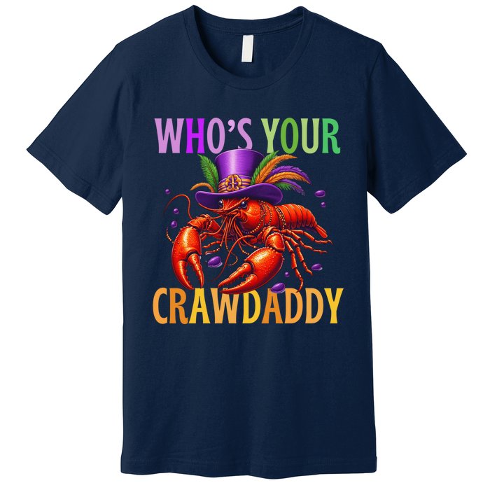 Funny Mardi Gras Crawfish With Beads And Feathers Premium T-Shirt