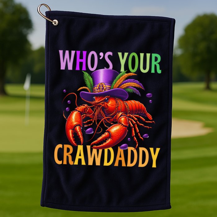 Funny Mardi Gras Crawfish With Beads And Feathers Golf Towel
