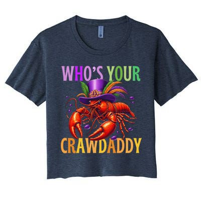 Funny Mardi Gras Crawfish With Beads And Feathers Crop Top