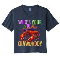 Funny Mardi Gras Crawfish With Beads And Feathers Crop Top