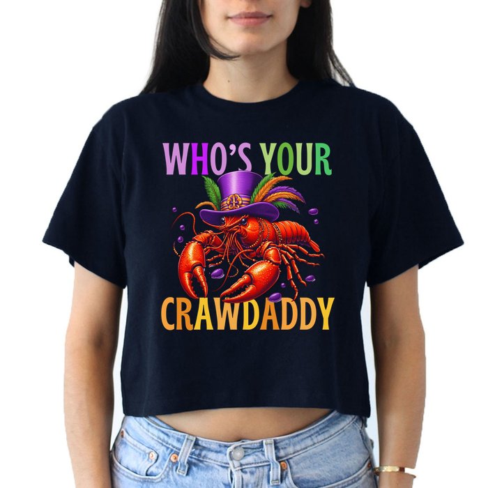 Funny Mardi Gras Crawfish With Beads And Feathers Crop Top