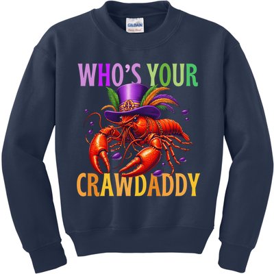 Funny Mardi Gras Crawfish With Beads And Feathers Kids Sweatshirt