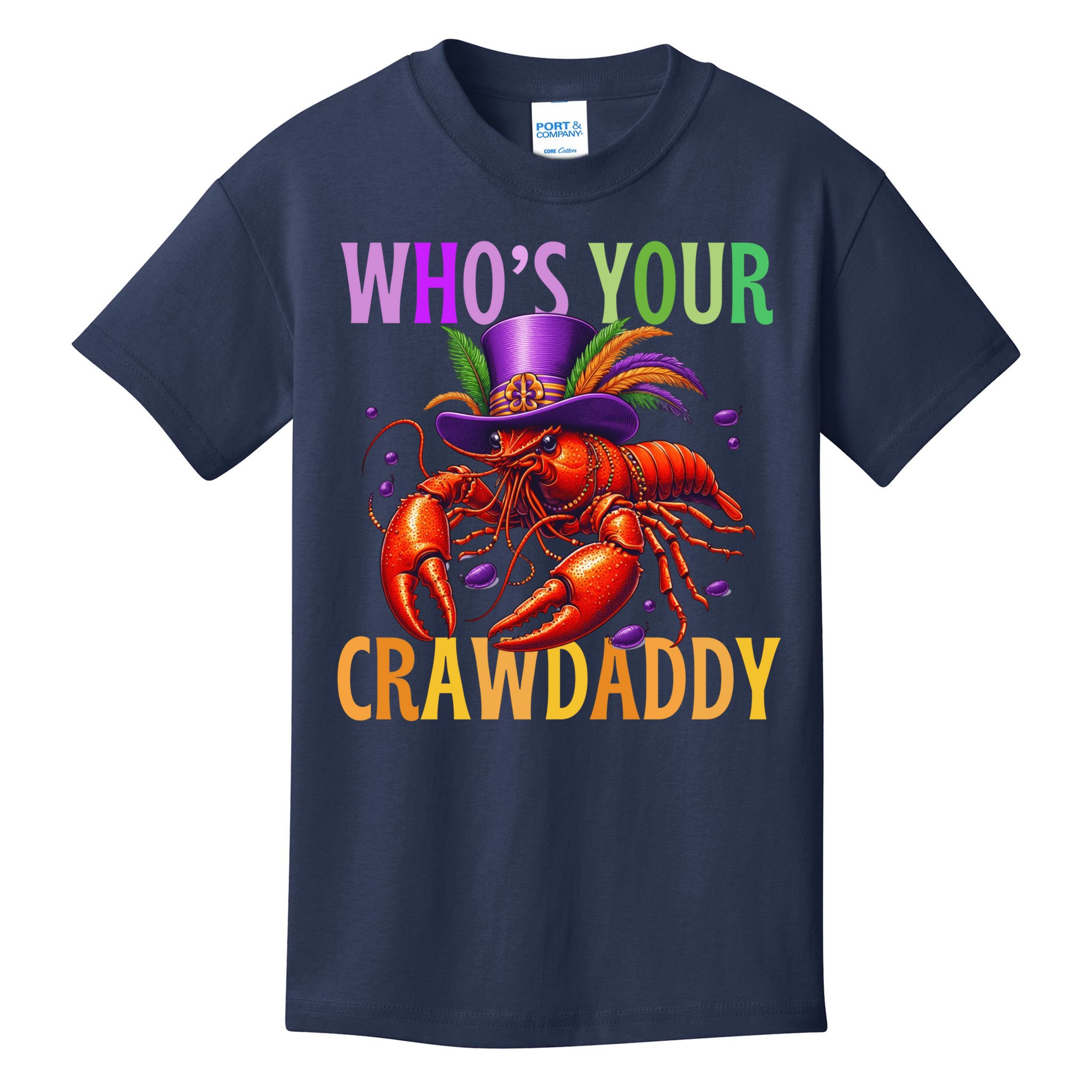 Funny Mardi Gras Crawfish With Beads And Feathers Kids T-Shirt
