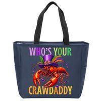 Funny Mardi Gras Crawfish With Beads And Feathers Zip Tote Bag
