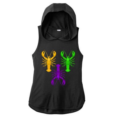 Funny Mardi Gras Crawfish Jester Hat Bead Louisiana Gift Ladies PosiCharge Tri-Blend Wicking Draft Hoodie Tank