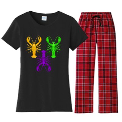 Funny Mardi Gras Crawfish Jester Hat Bead Louisiana Gift Women's Flannel Pajama Set