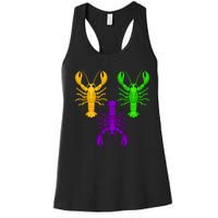 Funny Mardi Gras Crawfish Jester Hat Bead Louisiana Gift Women's Racerback Tank