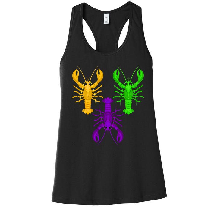 Funny Mardi Gras Crawfish Jester Hat Bead Louisiana Gift Women's Racerback Tank