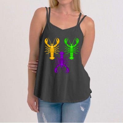 Funny Mardi Gras Crawfish Jester Hat Bead Louisiana Gift Women's Strappy Tank