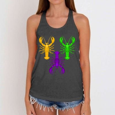 Funny Mardi Gras Crawfish Jester Hat Bead Louisiana Gift Women's Knotted Racerback Tank