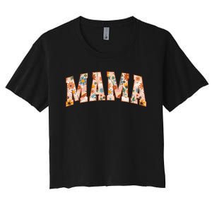 Floral Mama Gift Mothers Day Gardener Mama Flowers Cute Women's Crop Top Tee