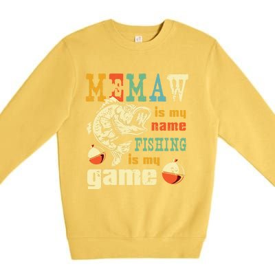 Fishing Memaw Gift Bass Fish Fisher Funny Gift Fishing Mom Funny Gift Premium Crewneck Sweatshirt