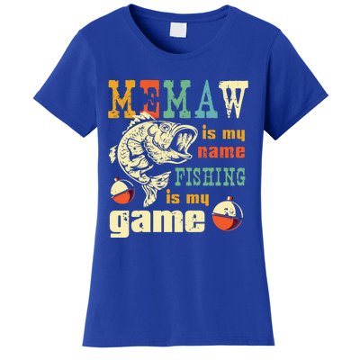 Fishing Memaw Gift Bass Fish Fisher Funny Gift Fishing Mom Funny Gift Women's T-Shirt