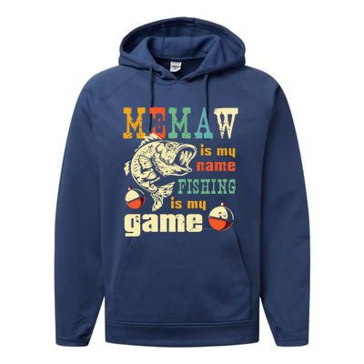 Fishing Memaw Gift Bass Fish Fisher Funny Gift Fishing Mom Funny Gift Performance Fleece Hoodie