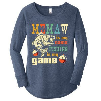 Fishing Memaw Gift Bass Fish Fisher Funny Gift Fishing Mom Funny Gift Women's Perfect Tri Tunic Long Sleeve Shirt