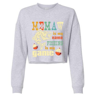 Fishing Memaw Gift Bass Fish Fisher Funny Gift Fishing Mom Funny Gift Cropped Pullover Crew